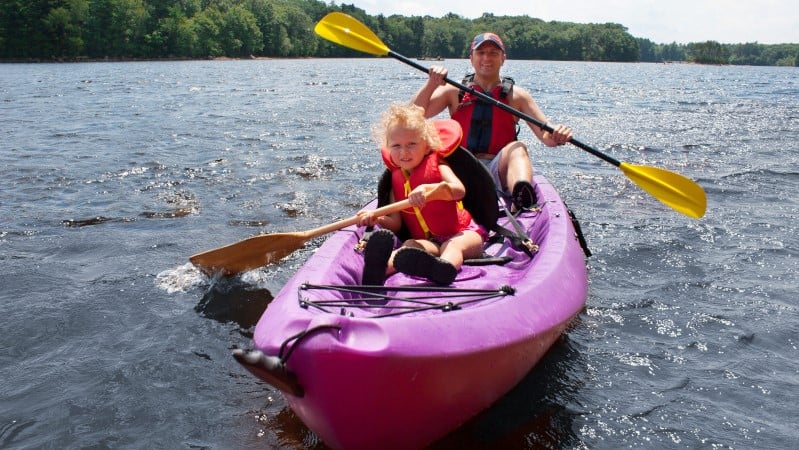 A group of people in a kayak